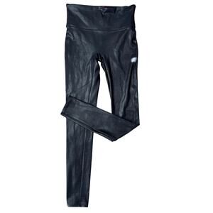 SPANX‎ Faux Leather Leggings Womens S Black High Rise Full Length Elastic Waist